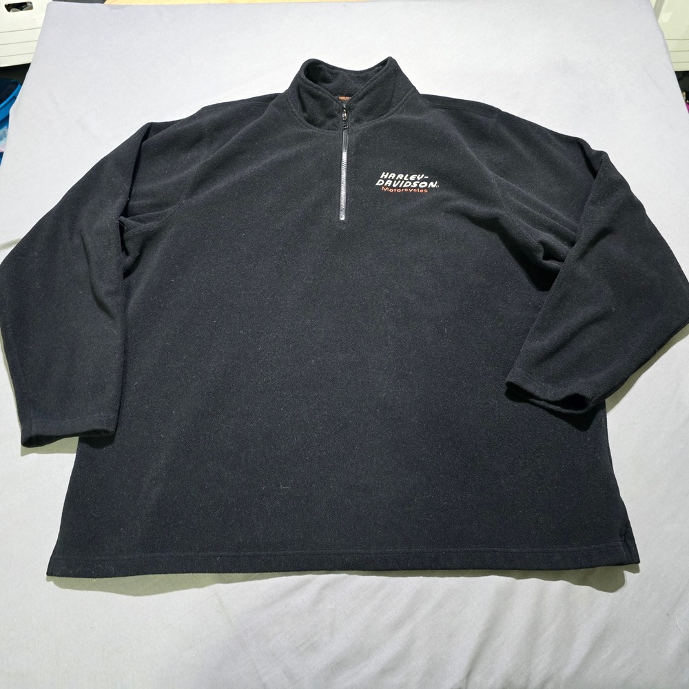 vintage Harley-Davidson Quarter Zip Fleece Men 2XL Black Embroidered Logo